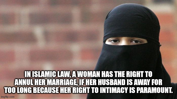 photo caption - In Islamic Law, A Woman Has The Right To Annul Her Marriage, If Her Husband Is Away For Too Long Because Her Right To Intimacy Is Paramount. imgflip.com