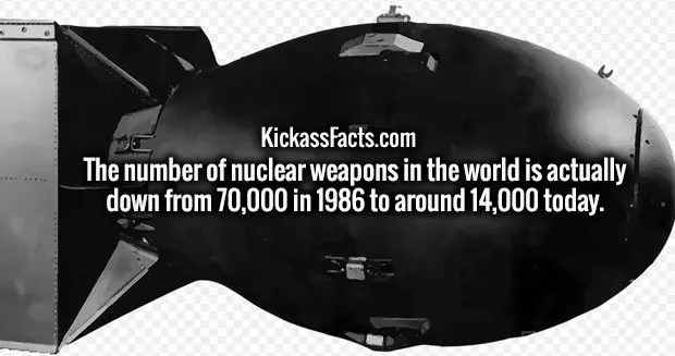 atomic bomb transparent - KickassFacts.com The number of nuclear weapons in the world is actually down from 70,000 in 1986 to around 14,000 today.