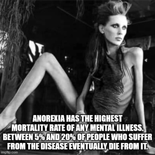 anorexic models - Anorexia Has The Highest Mortality Rate Of Any Mental Illness. Between 5% And 20% Of People Who Suffer From The Disease Eventually Die From It. imgflip.com