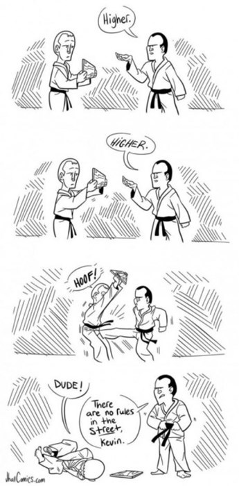 street fighter funny comics - Higher. Wigher Hoof! Dude! There are no rules in the Street, Kevin. has Comics.com