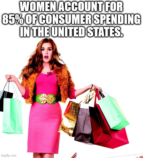 online shopping girl - Women Account For 85%Of Consumer Spending In The United States. imgflip.com