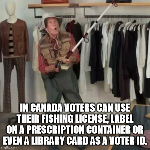 you gotta be quicker than that gif - In Canada Voters Can Use Their Fishing License, Label On A Prescription Container Or Even A Library Card As A Voter Id. imgflip.com