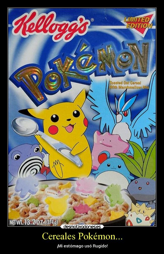 pokémon cereal - Pikachun Kellogo Limited Edition Toasted Out Cereal With Marshmallow Bits Otto Molwwirl Netwt.13.20Z 3745 desmotivaciones.es Cereales Pokmon... Mi estmago us Rugido!