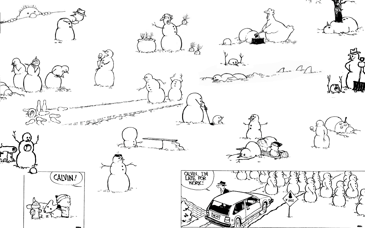 calvin and hobbes snowmen - A. an. alle mu Q Calvin! Calvin, I'M Late For Work! Xing