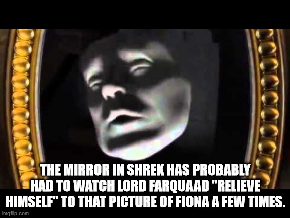 song - The Mirror In Shrek Has Probably Had To Watch Lord Farquaad "Relieve Himself" To That Picture Of Fiona A Few Times. imgflip.com