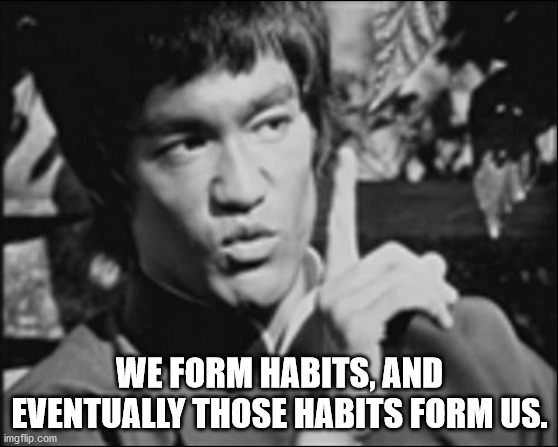 bruce lee - We Form Habits, And Eventually Those Habits Form Us. imgflip.com