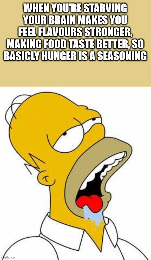 homer simpson drooling - When You'Re Starving Your Brain Makes You Feel Flavours Stronger, Making Food Taste Better, So Basicly Hunger Is A Seasoning Az imgflip.com