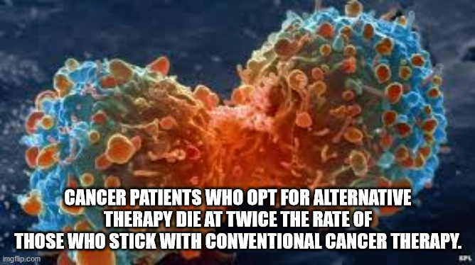 Cancer Patients Who Opt For Alternative Therapy Die At Twice The Rate Of Those Who Stick With Conventional Cancer Therapy. imgflip.com Epl
