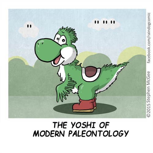 yoshi with feathers - facebook.comraindogcomic 2015 Stephen McGee The Yoshi Of Modern Paleontology