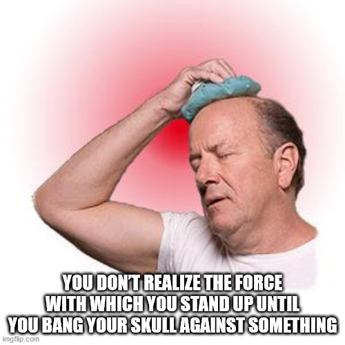 ear - You Dont Realize The Force With Which You Stand Up Until You Bang Your Skull Against Something imgflip.com
