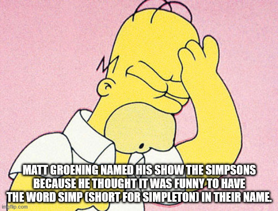 homer simpson d oh - Matt Groening Named His Show The Simpsons Because He Thought It Was Funny To Have The Word Simp Short For Simpleton In Their Name. ingflip.com
