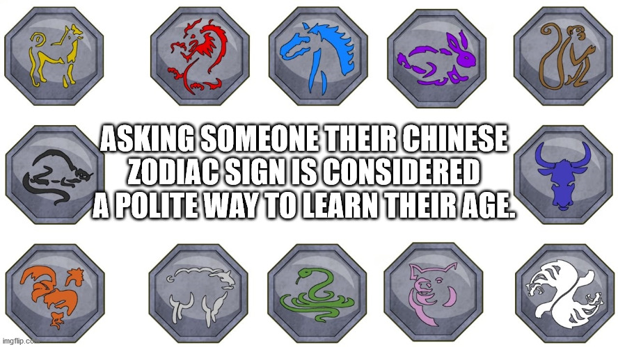 pattern - Law 29 Asking Someone Their Chinese Zodiac Sign Is Considered A Polite Way To Learn Their Age imgflip.com