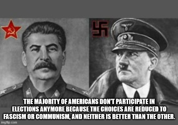 descendants of historical figures - 41 The Majority Of Americans Dont Participate In Elections Anymore Because The Choices Are Reduced To Fascism Or Communism, And Neither Is Better Than The Other. imgflip.com