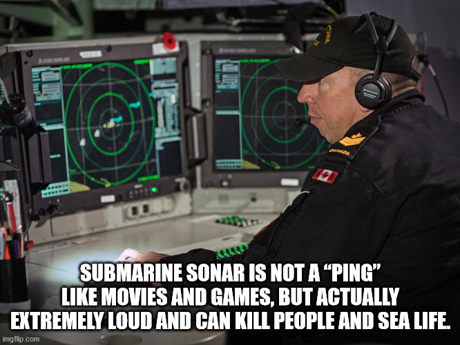 submarine sonar operator - Submarine Sonar Is Not A Ping" Movies And Games, But Actually Extremely Loud And Can Kill People And Sea Life. imgflip.com