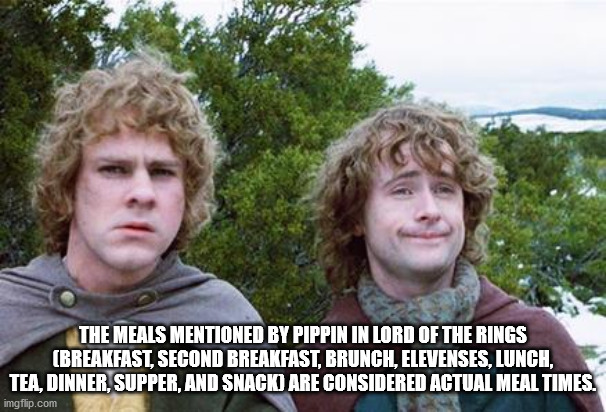 second breakfast meme blank - The Meals Mentioned By Pippin In Lord Of The Rings Breakfast, Second Breakfast, Brunch, Elevenses, Lunch, Tea, Dinner, Supper, And Snacko Are Considered Actual Meal Times. imgflip.com