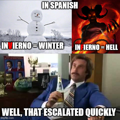 boy that escalated quickly - In Spanish In Ierno Winter Interno Hell Well, That Escalated Quickly imgflip.com