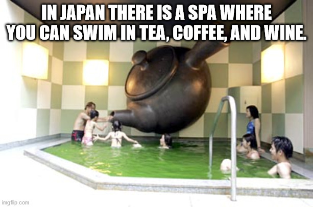 In Japan There Is A Spa Where You Can Swim In Tea, Coffee, And Wine. imgflip.com