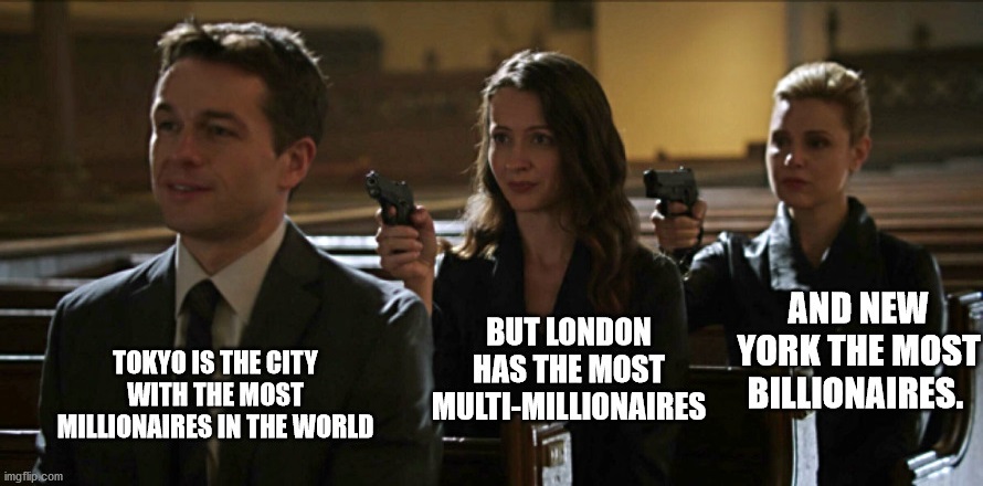 bully hunter meme - Tokyo Is The City With The Most Millionaires In The World And New But London Has The Most York The Most MultiMillionaires Billionaires. imgflip.com