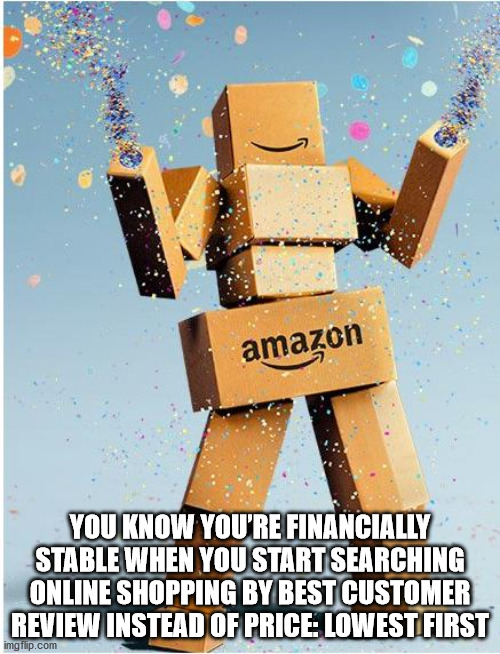 amazon video - amazon You Know You'Re Financially Stable When You Start Searching Online Shopping By Best Customer Review Instead Of Price Lowest First imgflip.com
