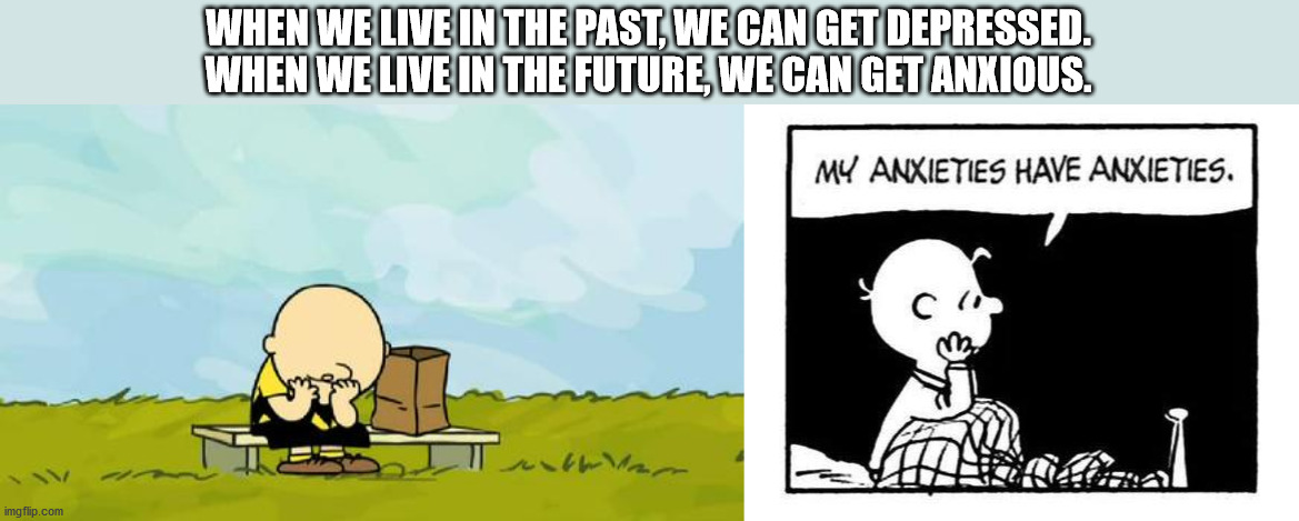 charlie brown - When We Live In The Past We Can Get Depressed. When We Live In The Future We Can Get Anxious. My Anxieties Have Anxieties. them imgflip.com