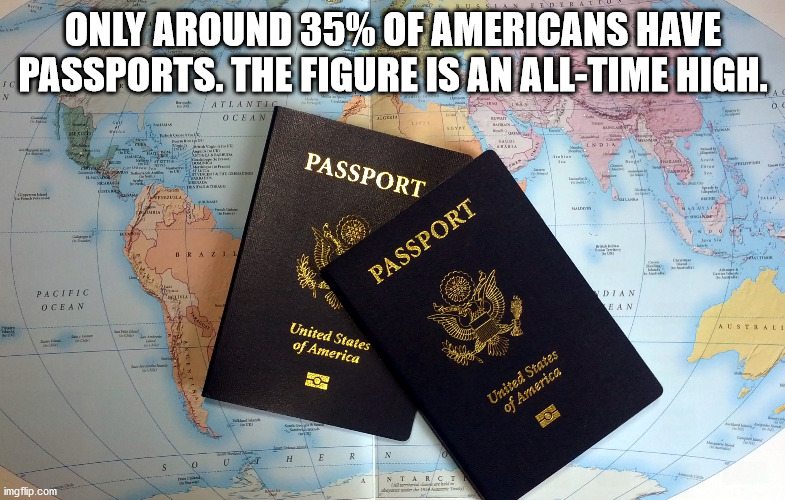 us passport - Only Around 35% Of Americans Have Passports. The Figure Is An AllTime High. Ie 0 Atlantic Ocean Kar C W T. Exha India Am Ne B Uuri form ca State Passport In Them Aenea Hulte resi Brazi Can Passport Pacific Ocean Dian Ean Austral United State