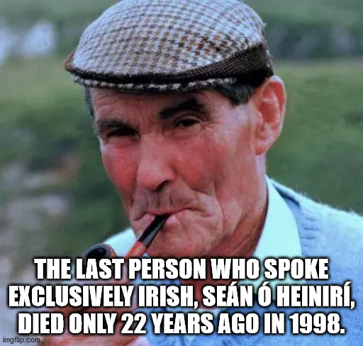 photo caption - The Last Person Who Spoke Exclusively Irish, Sen Heinir, Died Only 22 Years Ago In 1998. imgflip.com