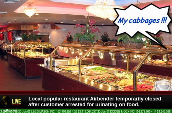 buffet - My cabbages !!! Live Local popular restaurant Airbender temporarily closed after customer arrested for urinating on food. jagflipa.corn 30Jun07 Legg Mason Inc. 162.170 353 4 35 63,412,064 227 30Jun07 Dodge & Cox Inc 154 278.905 4.14 53 246,028