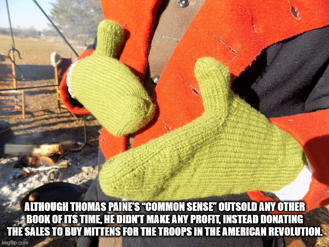 willy wonka meme - Although Thomas Paine'S Common Sense" Outsold Any Other Book Of Its Time, He Didn'T Make Any Profit, Instead Donating The Sales To Buy Mittens For The Troops In The American Revolution. imgflip.com
