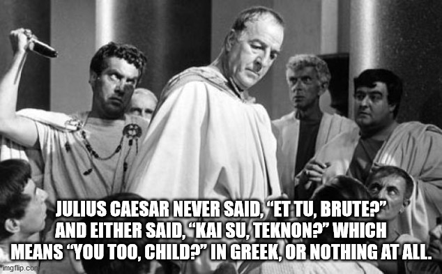 et tu brute - Julius Caesar Never Said, Et Tu, Brute?" And Either Said, Kai Su, Teknon? Which Means You Too, Child?" In Greek, Or Nothing At All. E. "imgflip.com