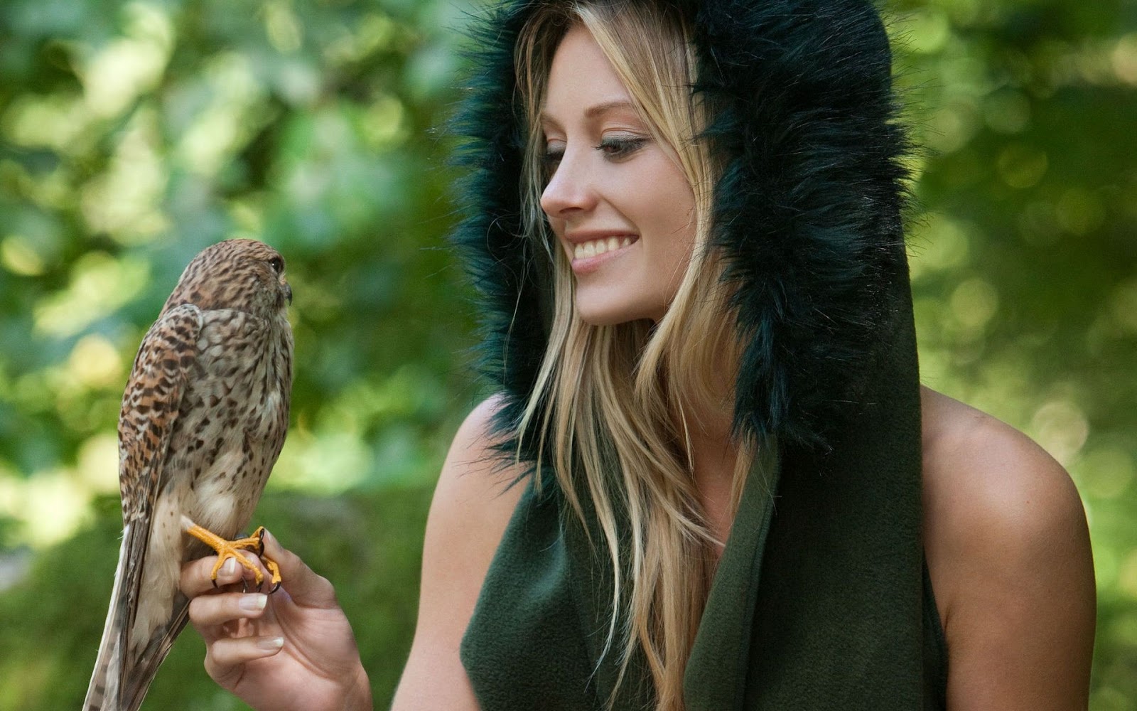 girl with bird on hand