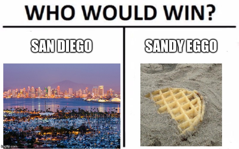 would win coronavirus meme - Who Would Win? San Diego Sandy Eggo imgflip.com