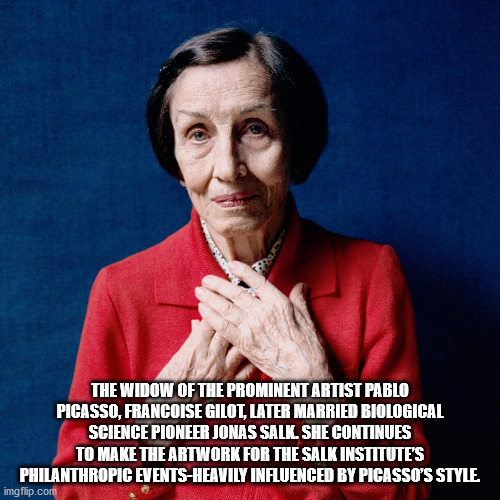 The Widow Of The Prominent Artist Pablo Picasso, Francoise Gilot, Later Married Biological Science Pioneer Jonas Salkl She Continues To Make The Artwork For The Salk Institute'S Philanthropic EventsHeavily Influenced By Picasso'S