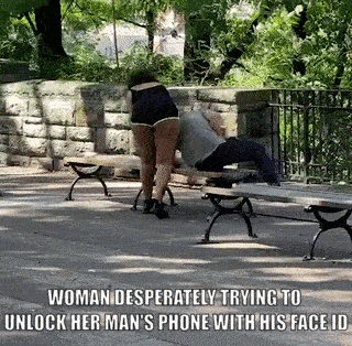 tree - Woman Desperately Trying To Unlock Her Man'S Phone With His Face Id
