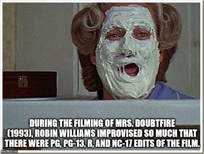 helloooo meme - During The Filming Of Mrs. Doubtfire 1993, Robin Williams Improvised So Much That There Were Pg, Pg13, R, And Nc17 Edits Of The Film. imgflip.com