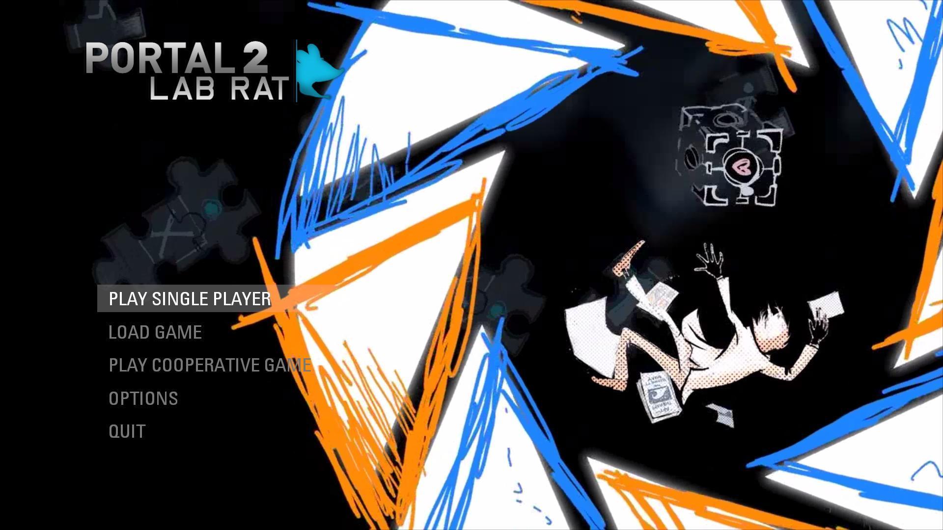 portal 2 main menu backgrounds - M Portal 2 Lab Rat Play Single Player Load Game Play Cooperative Game Ava Options Quit