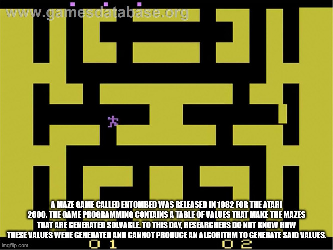 pattern - I A Maze Game Called Entombed Was Released In 1982 For The Atari 2600. The Game Programming Contains A Table Of Values That Make The Mazes That Are Generated Solvable. To This Day, Researchers Do Not Know How These Values Were Generated And Cann