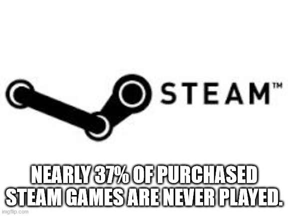 steam - Th C Steam Nearly 37% Of Purchased Steam Games Are Never Played. imgflip.com