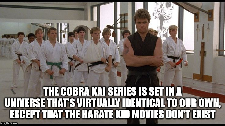 karate kid cobra kai dojo - The Cobra Kai Series Is Set In A Universe That'S Virtually Identical To Our Own, Except That The Karate Kid Movies Dont Exist imgflip.com