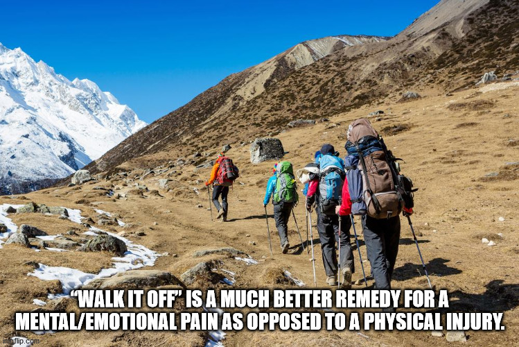 Hiking - "Walk It Off" Is A Much Better Remedy For A MentalEmotional Pain As Opposed To A Physical Injury. in flip.co