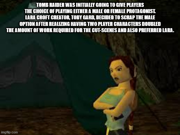 screenshot - Tomb Raider Was Initially Going To Give Players The Choice Of Playing Either A Male Or Female Protagonist Lara Croft Creator, Toby Gard, Decided To Scrap The Male Option After Realizing Having Two Player Characters Doubled The Amount Of Work 