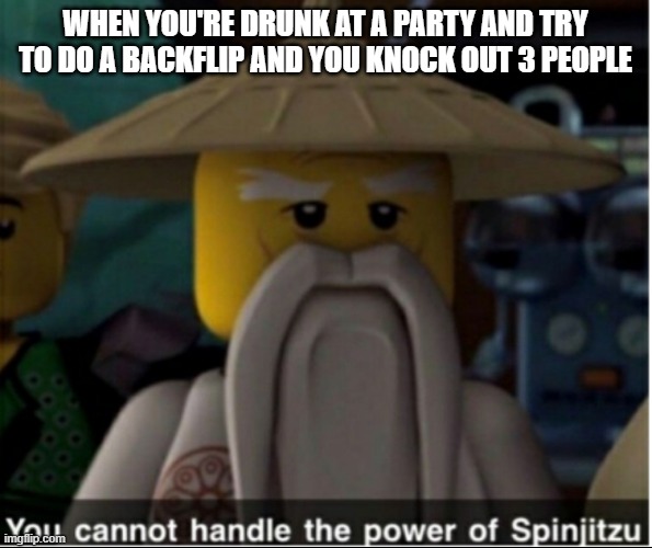 cartoon - When You'Re Drunk At A Party And Try To Do A Backflip And You Knock Out 3 People Vodon cannot handle the power of Spinjitzu