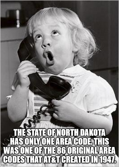 pick up the phone funny - The State Of North Dakota Has Only One Area Code. This Was One Of The 86 Original Area Codes That At&T Created In 1947. imgflip.com