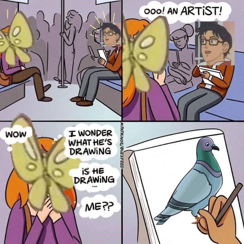 crossover memes - ooo! An Artist! Wow I Wonder What He'S Drawing M.PatrinosBuzzfeed Is He Drawing Me??