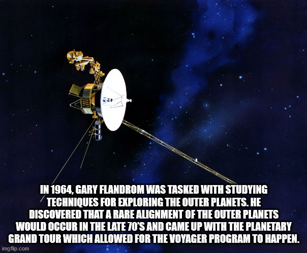 satellite - In 1964, Gary Flandrom Was Tasked With Studying Techniques For Exploring The Outer Planets. He Discovered That A Rare Alignment Of The Outer Planets Would Occur In The Late 70'S And Came Up With The Planetary Grand Tour Which Allowed For The V