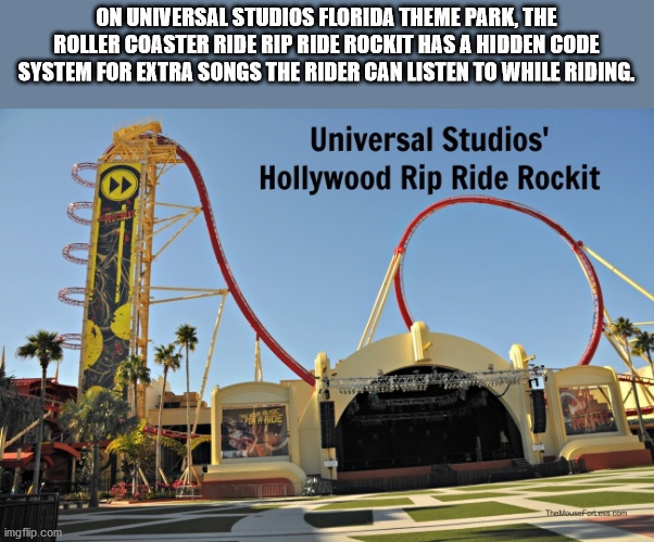 universal studios florida - On Universal Studios Florida Theme Park, The Roller Coaster Ride Rip Ride Rockit Has A Hidden Code System For Extra Songs The Rider Can Listen To While Riding. Universal Studios' Hollywood Rip Ride Rockit The MouseForess.com im