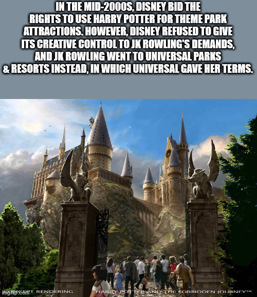 london harry potter theme park - In The Mid2000S, Disney Bid The Rights To Use Harry Potter For Theme Park Attractions. However, Disney Refused To Give Its Creative Control To Jk Rowling'S Demands, And Jk Rowling Went To Universal Parks & Resorts Instead,