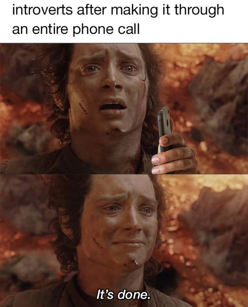 introvert phone call meme - introverts after making it through an entire phone call It's done.