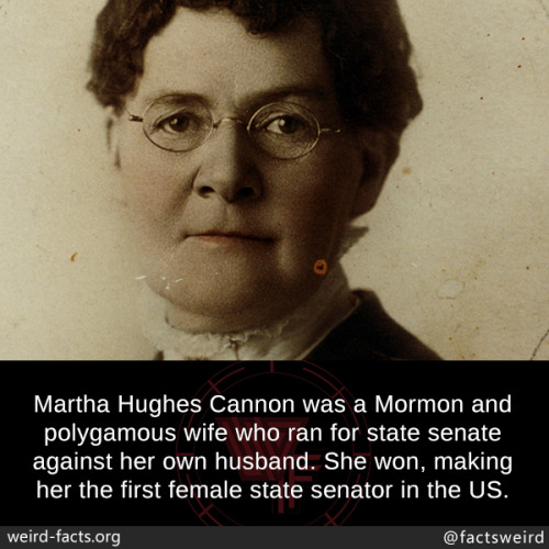 dr martha hughes cannon - Martha Hughes Cannon was a Mormon and polygamous wife who ran for state senate against her own husband. She won, making her the first female state senator in the Us. weirdfacts.org