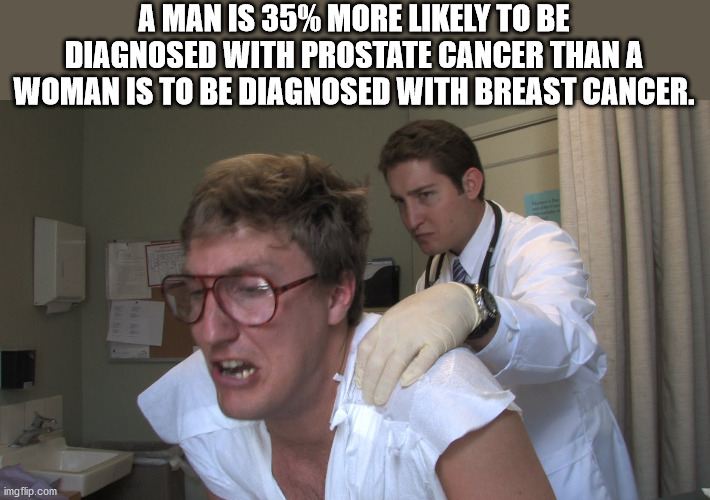 getting my prostate exam - A Man Is 35% More ly To Be Diagnosed With Prostate Cancer Than A Woman Is To Be Diagnosed With Breast Cancer. imgflip.com