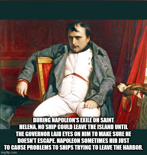 napoleon bonaparte - Hecol During Napoleon'S Exile On Saint Helena, No Ship Could Leave The Island Until The Governor Laid Eyes On Him To Make Sure He Doesn'T Escape Napoleon Sometimes Hid Just To Cause Problems To Ships Trying To Leave The Harbor. imgfli